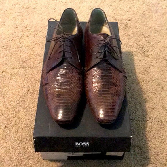 Brown leather-snake skin lace-up dress shoe main image 4